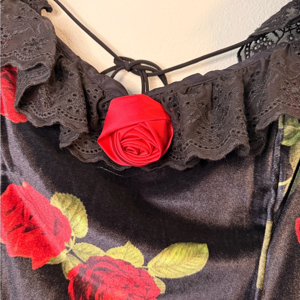 NWT For Love and Lemons Yara Floral Black and Red Dress size XL - Picture 2 of 5